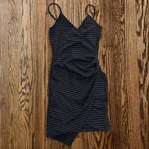 Navy and gold striped sundress